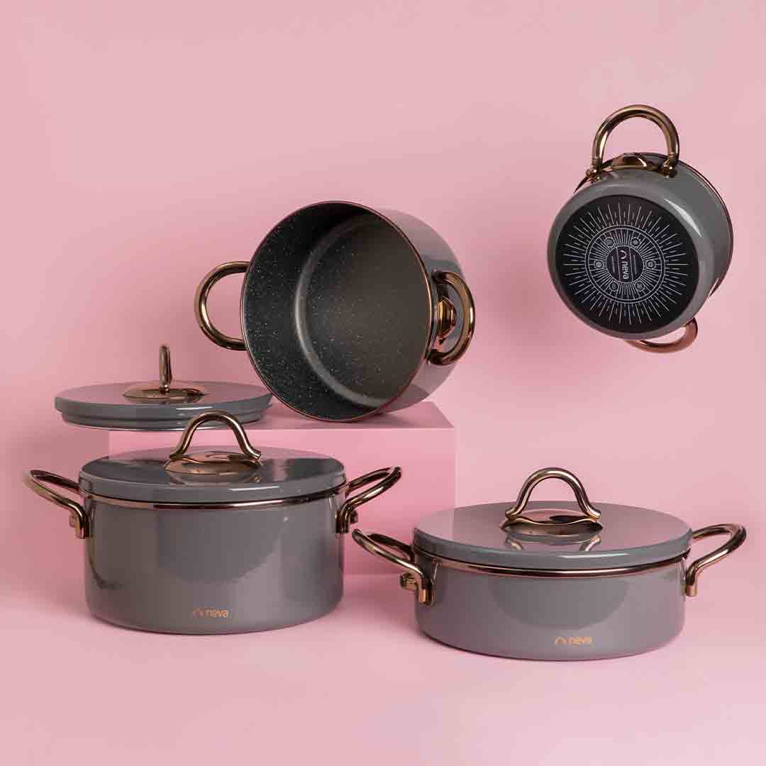 Gray 8 Pcs Pot Set