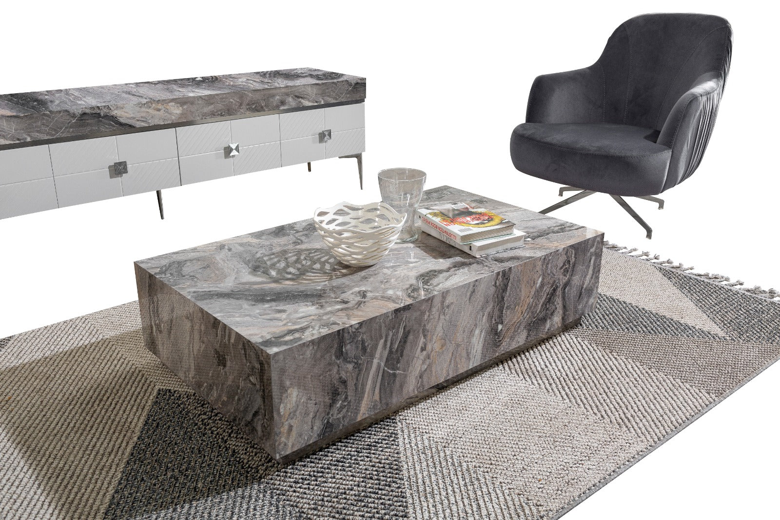 Bella Marble Coffee Table with luxurious white marble top and modern design, ideal for contemporary interiors. Available with fast shipping across the GTA and Canada.