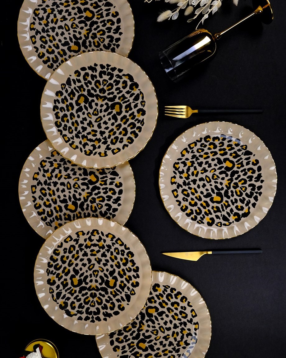 Leopard Cream Serving Plates