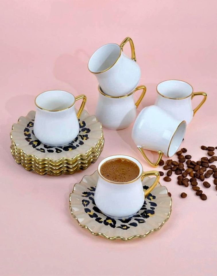 Leopard Cream Espresso Coffee Set