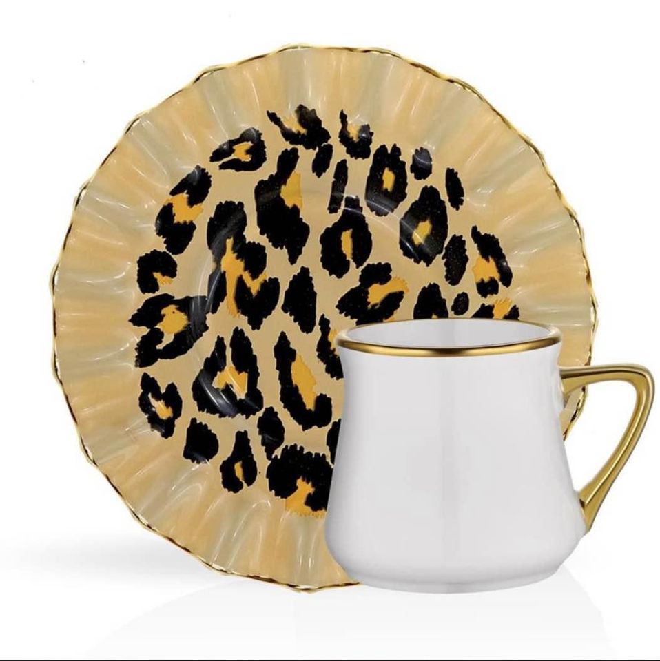 Leopard Cream Espresso Coffee Set