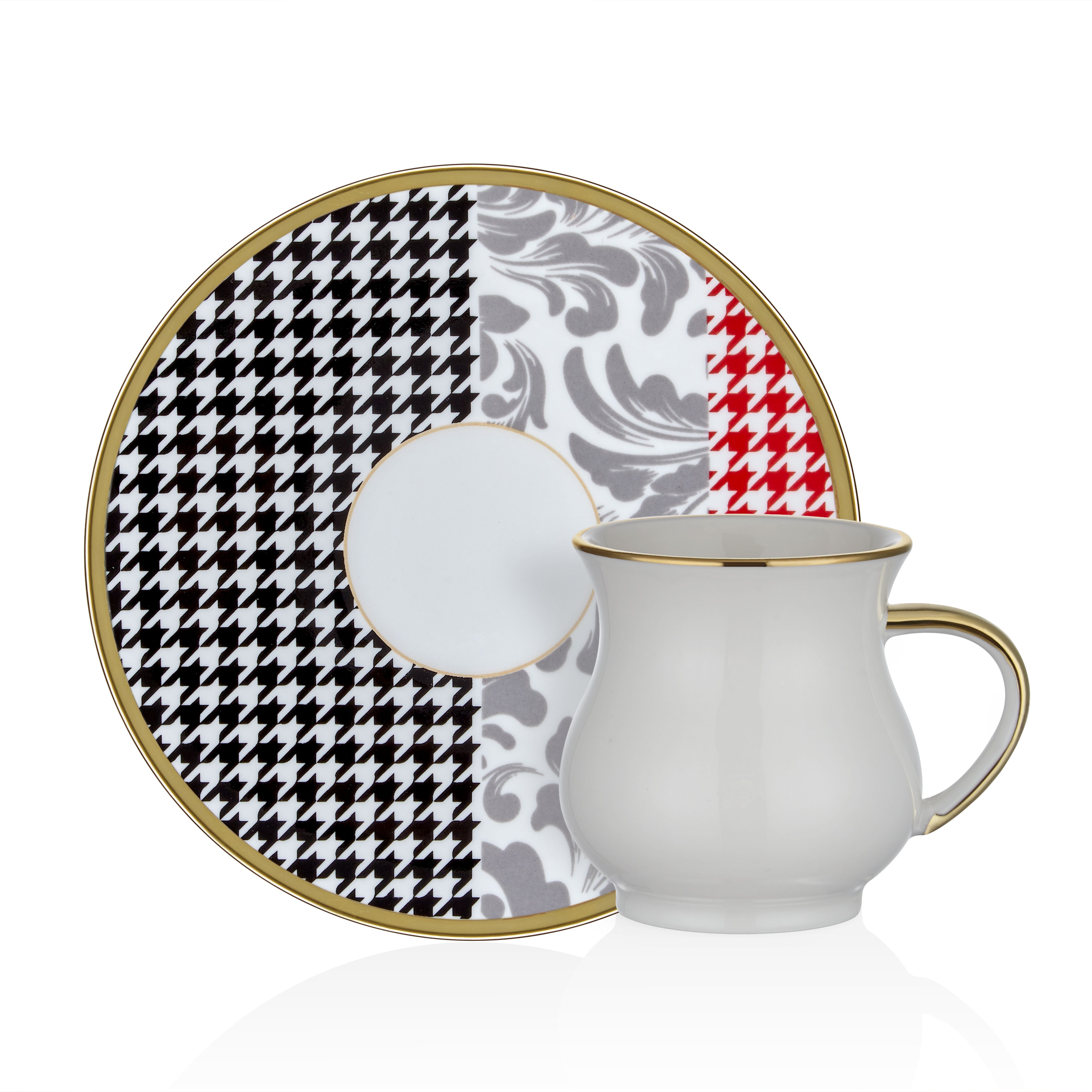 Plaid Jacquard 6 Person Demitasse Set