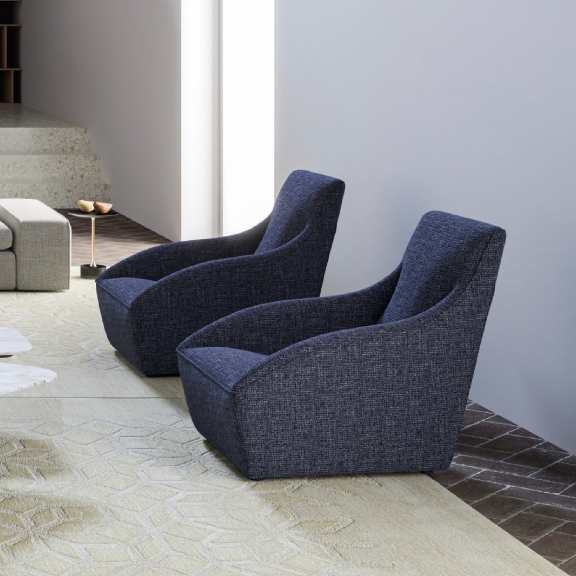 Amalfi Aura Armchair with modern design, customizable options, and luxurious comfort for contemporary interiors. Available with fast shipping across the GTA and Canada.