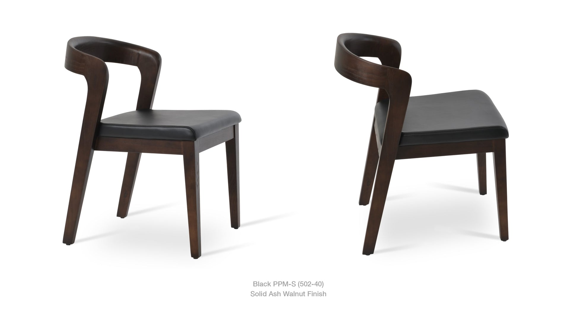 Side angle of the Bliss Dining Chair highlighting its sleek profile and ergonomic design.