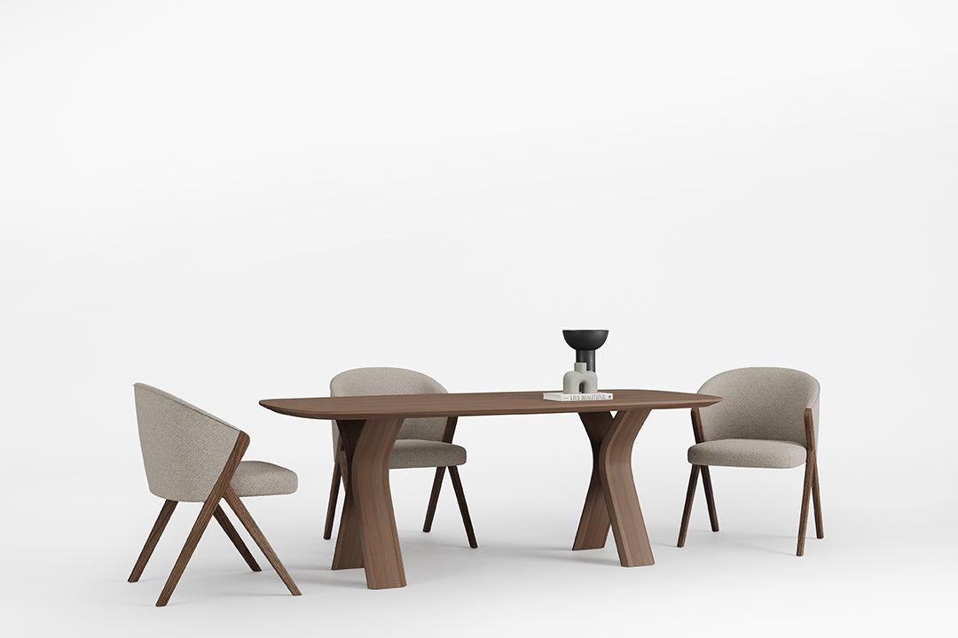 Koza Dining Chair styled in a contemporary dining room setup, adding sophistication to the space.