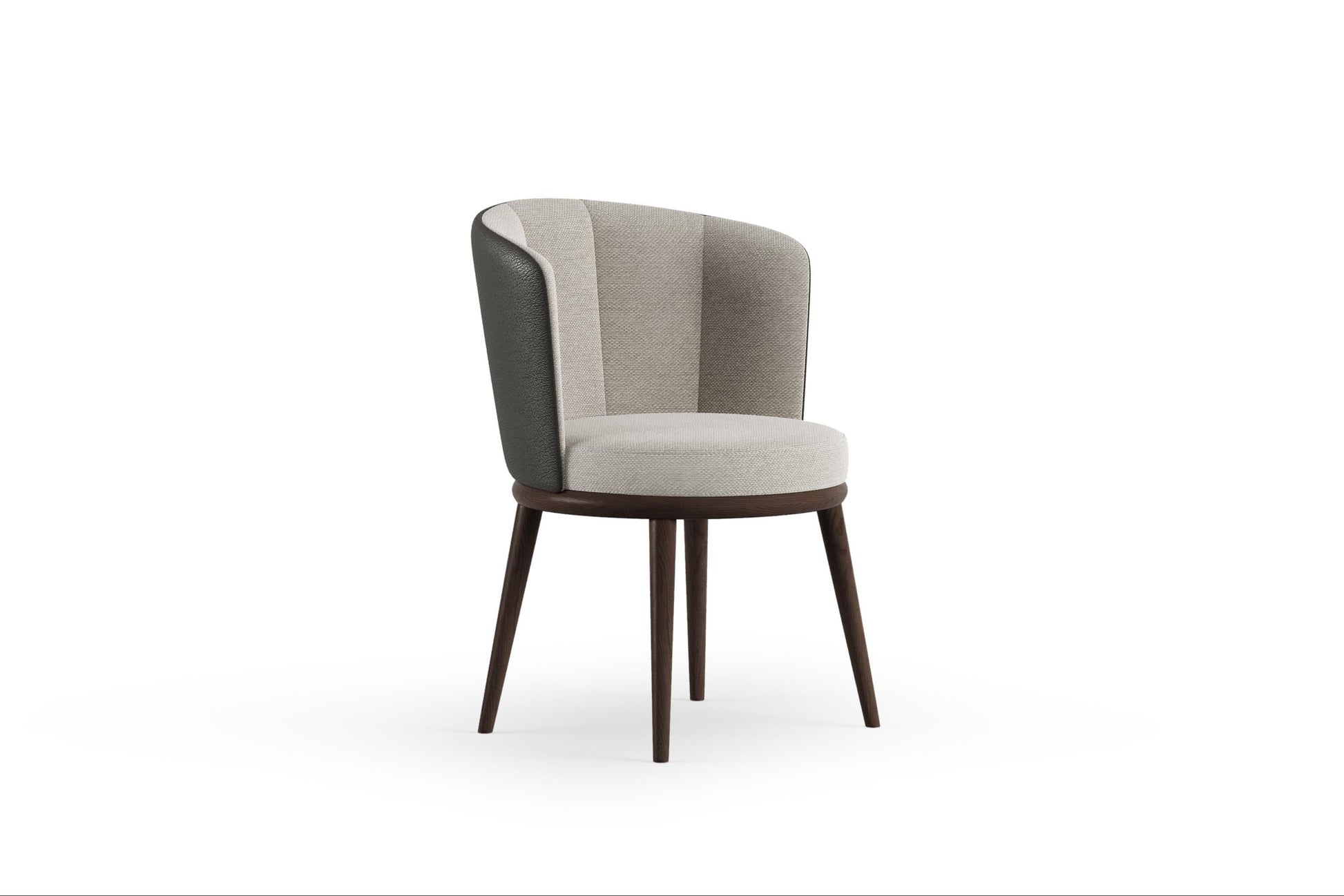 Front view of the Lupa Dining Chair showcasing its sleek, modern design and elegant finish.