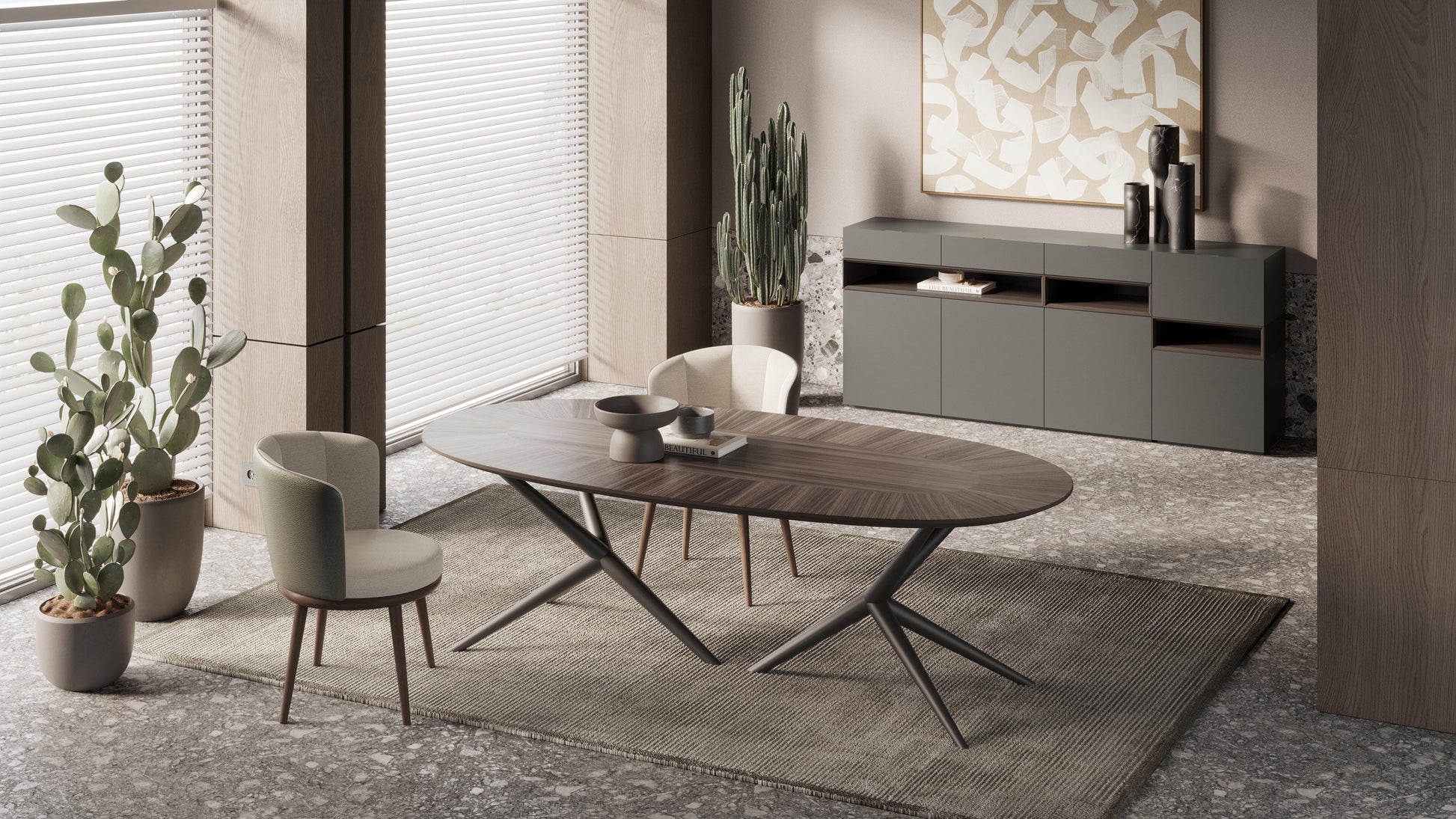 Lupa Dining Chair paired with a modern dining table, creating a cohesive and stylish dining setup.