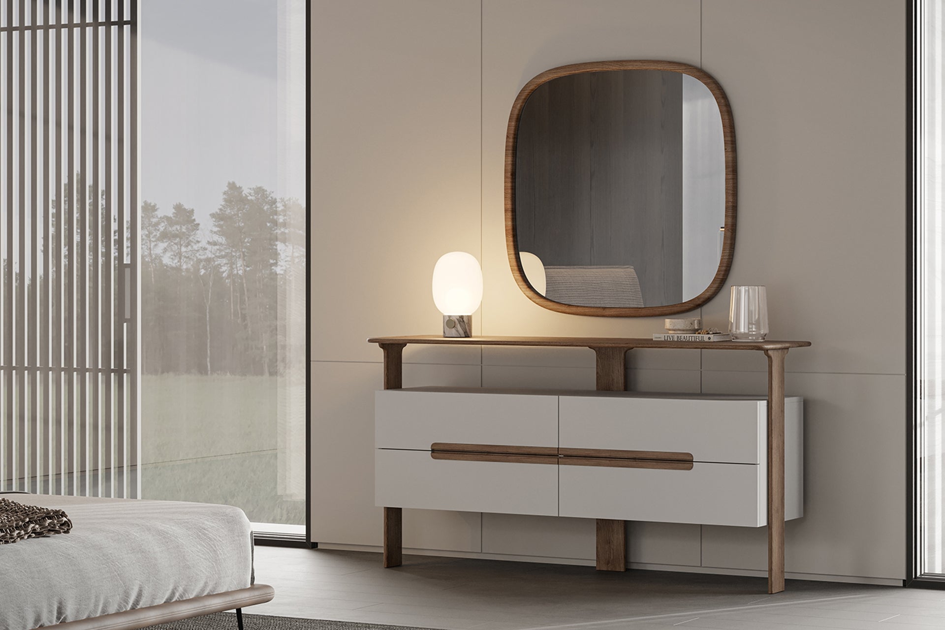 Nova Dresser styled in a complete bedroom setup, enhancing the room’s modern decor.