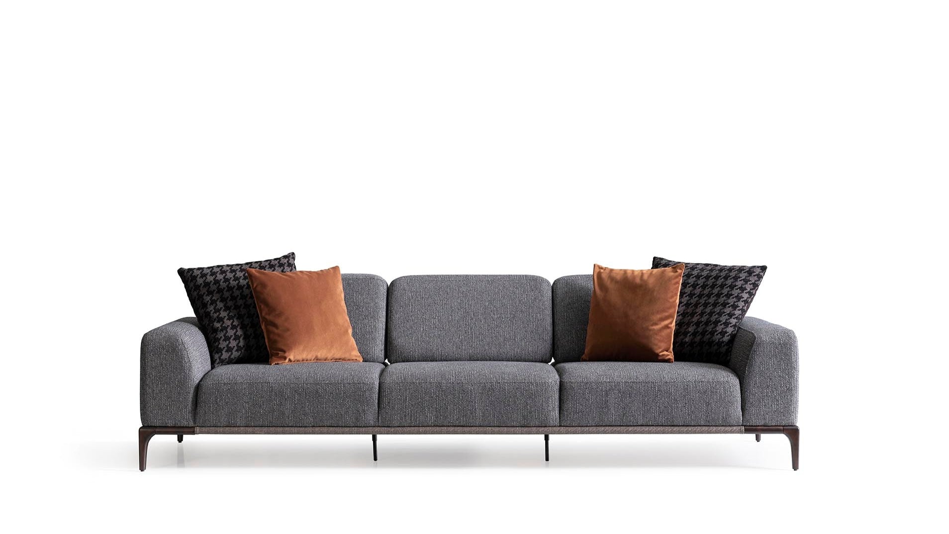 Front view of the Nympha Sofa showcasing its sleek modern design and luxurious comfort.