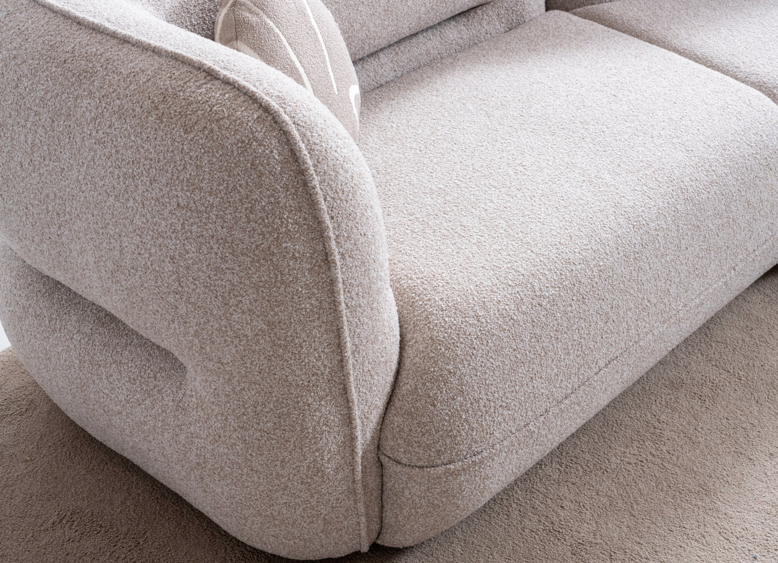 Close-up of the Valeo Modular Sofa’s fabric texture, highlighting its luxurious upholstery.